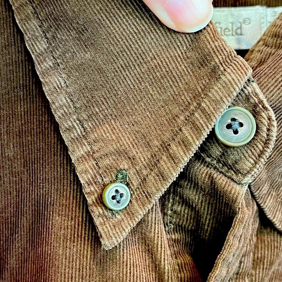 Mens Chocolate Brown Y2K Corduroy Button Up Shirt Size Large Grunge Layering - Picture 8 of 15
